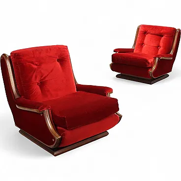 Pair of armchairs in velver, 1970s