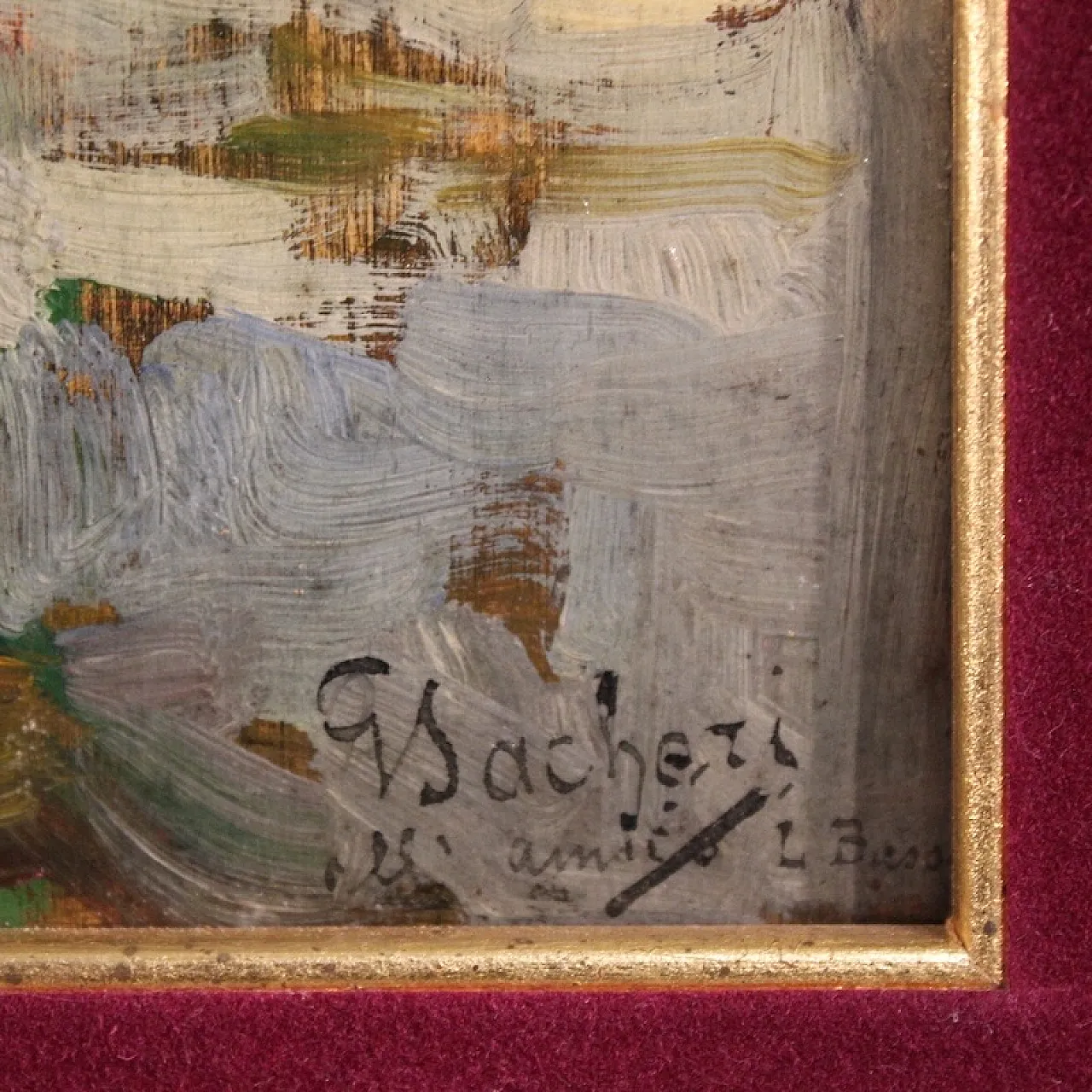 Landscape with houses, oil painting on canvas, 20th century 6