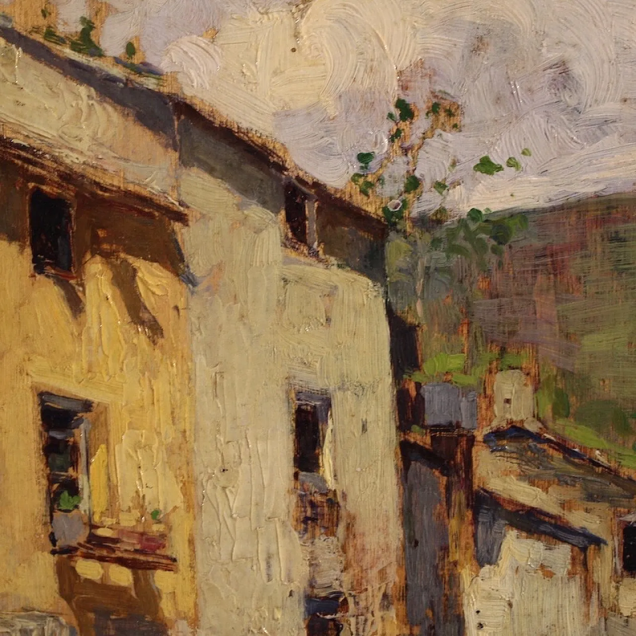 Landscape with houses, oil painting on canvas, 20th century 13
