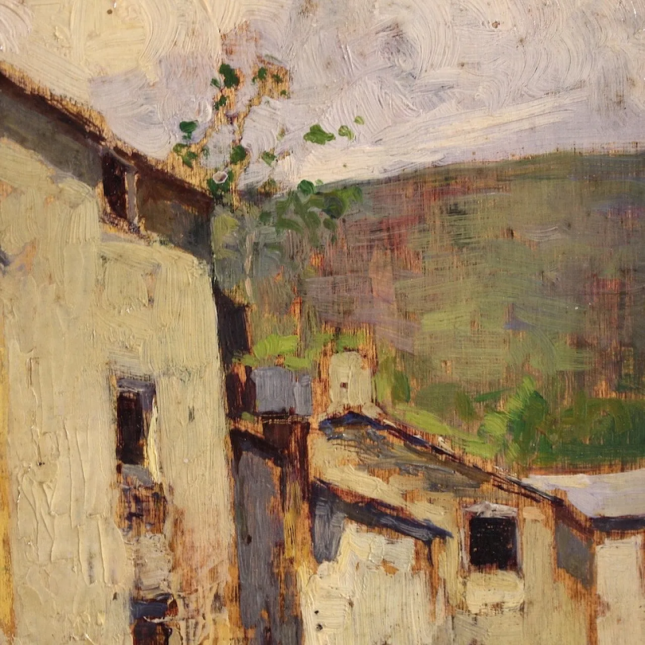 Landscape with houses, oil painting on canvas, 20th century 14