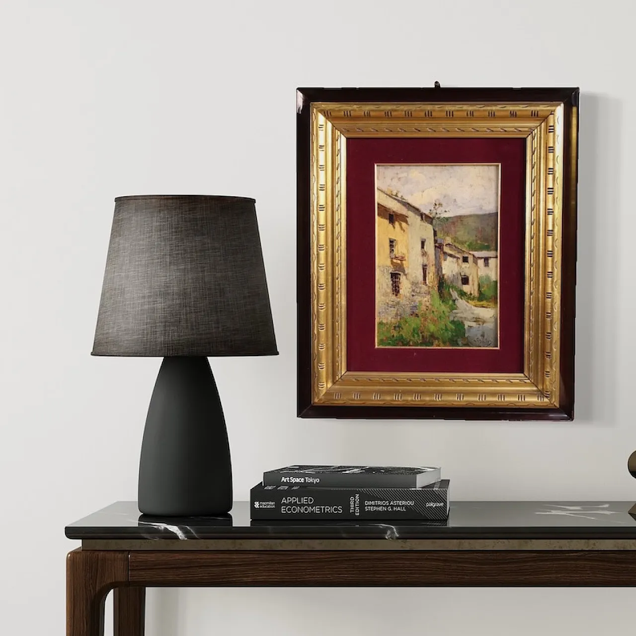Landscape with houses, oil painting on canvas, 20th century 15