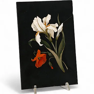 Semi-precious stone plaque with clerk inlay, 20th century