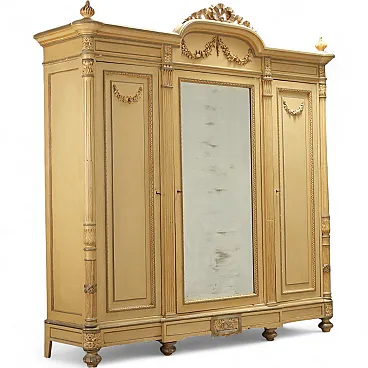 Neoclassical wardrobe in lacquered cherry and walnut, 19th century
