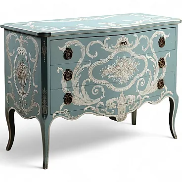 Carved and lacquered mahogany chest of drawers, 20th century