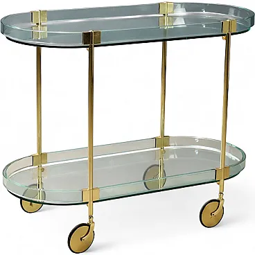 Glass and brass cart, 20th century