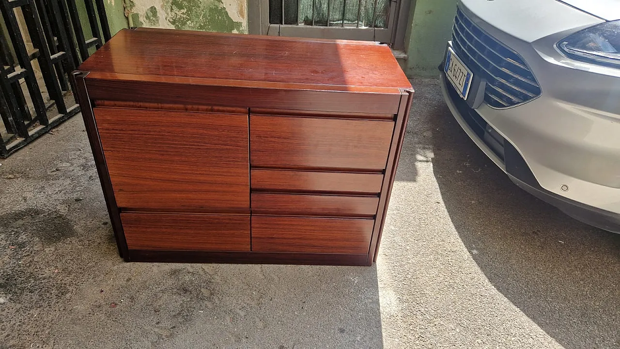 Cassettiera in legno con piano in marmo di Angelo Mangiarotti, anni '60 7
