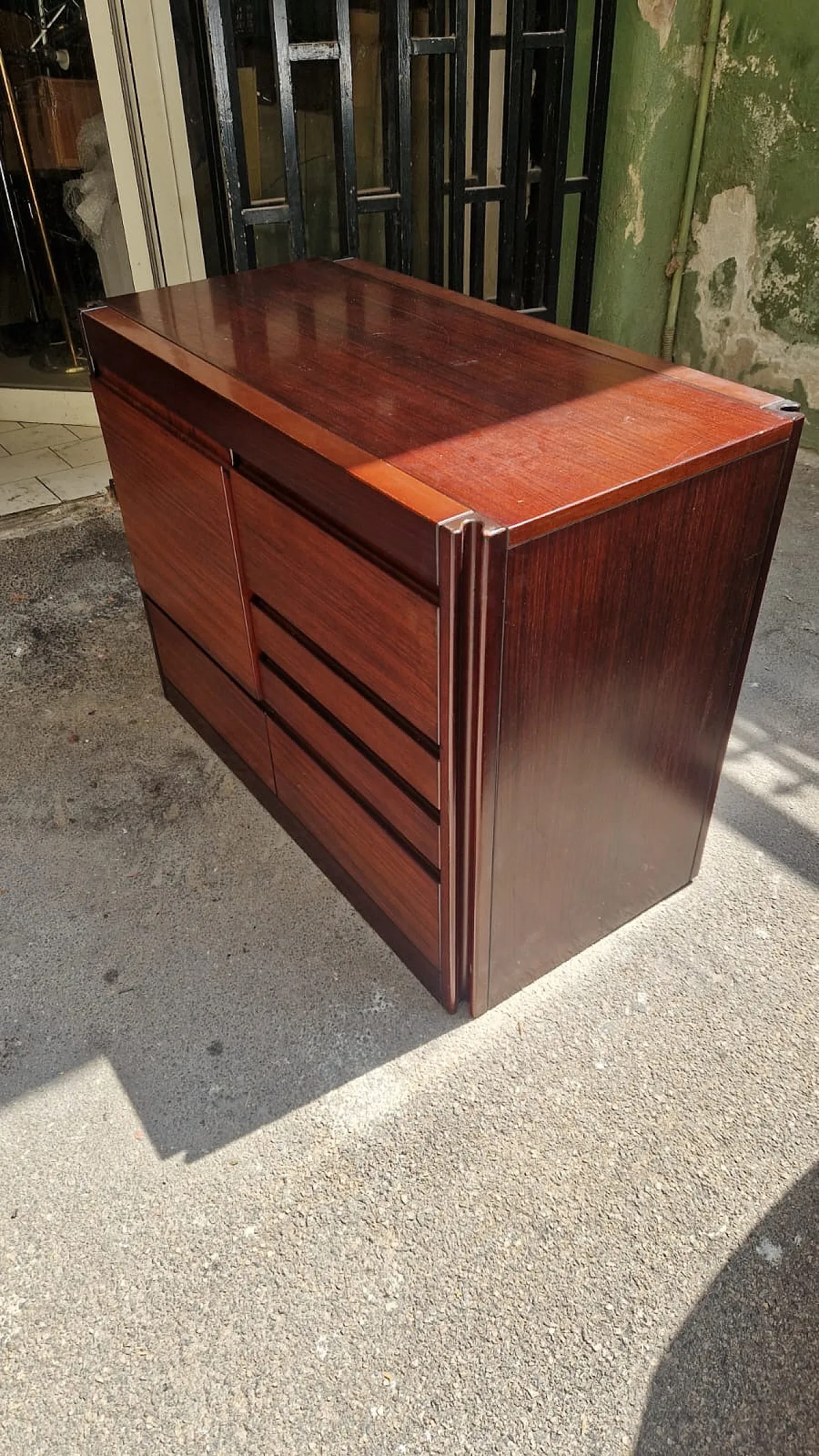 Cassettiera in legno con piano in marmo di Angelo Mangiarotti, anni '60 8