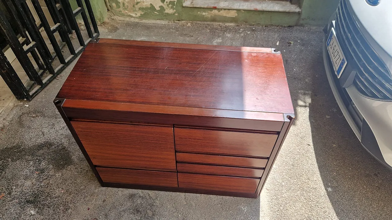 Cassettiera in legno con piano in marmo di Angelo Mangiarotti, anni '60 9
