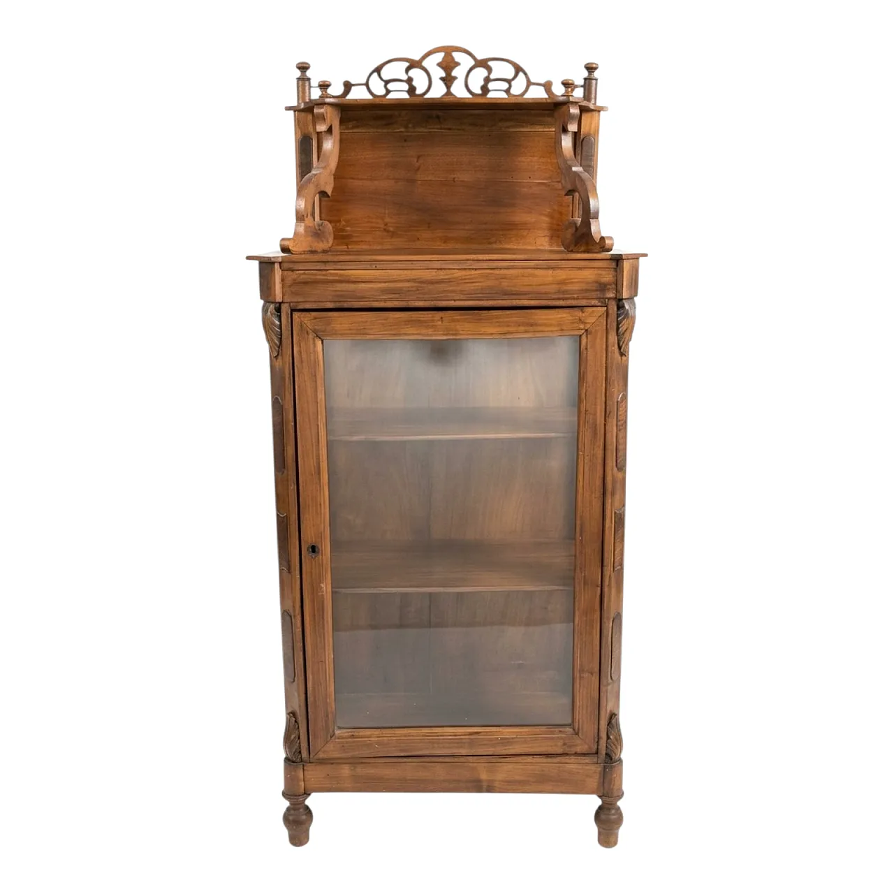 Umbertine display cabinet in walnut wood, late 19th century 1