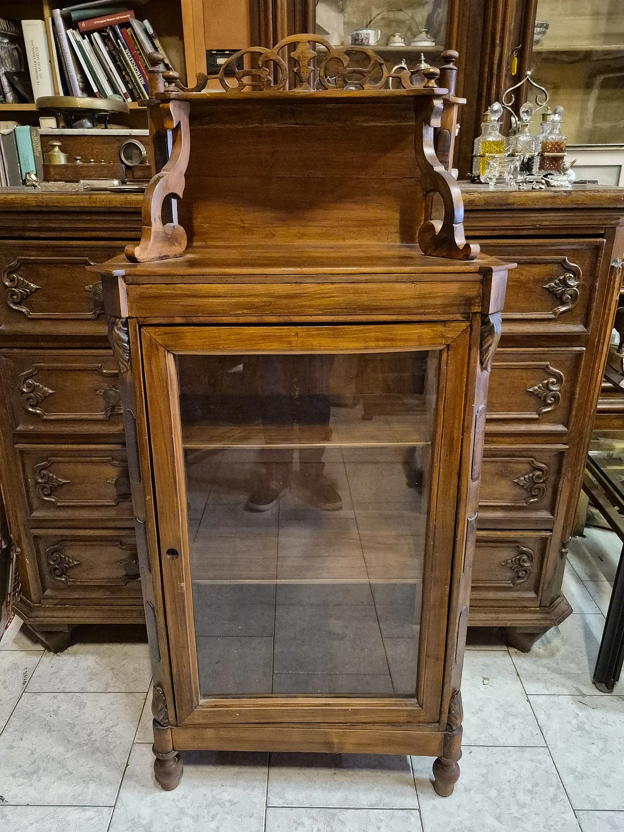 Umbertine display cabinet in walnut wood, late 19th century 2