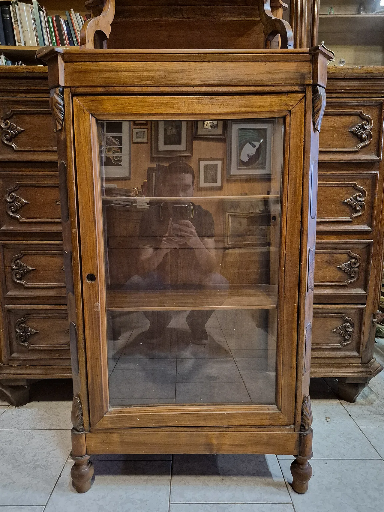 Umbertine display cabinet in walnut wood, late 19th century 7