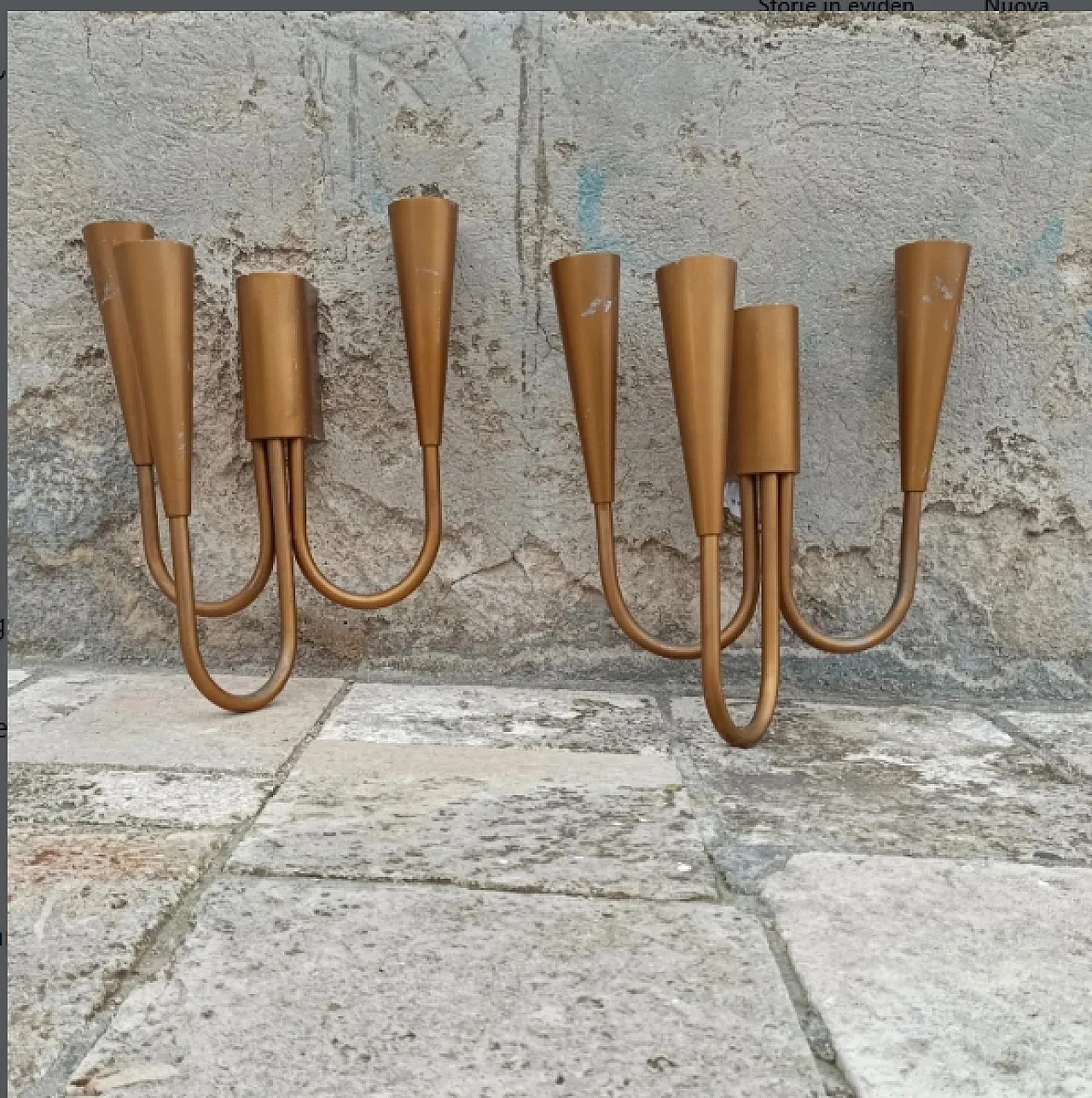 Pair of original sheet metal wall sconces by Ugo Pollice from 1938 1