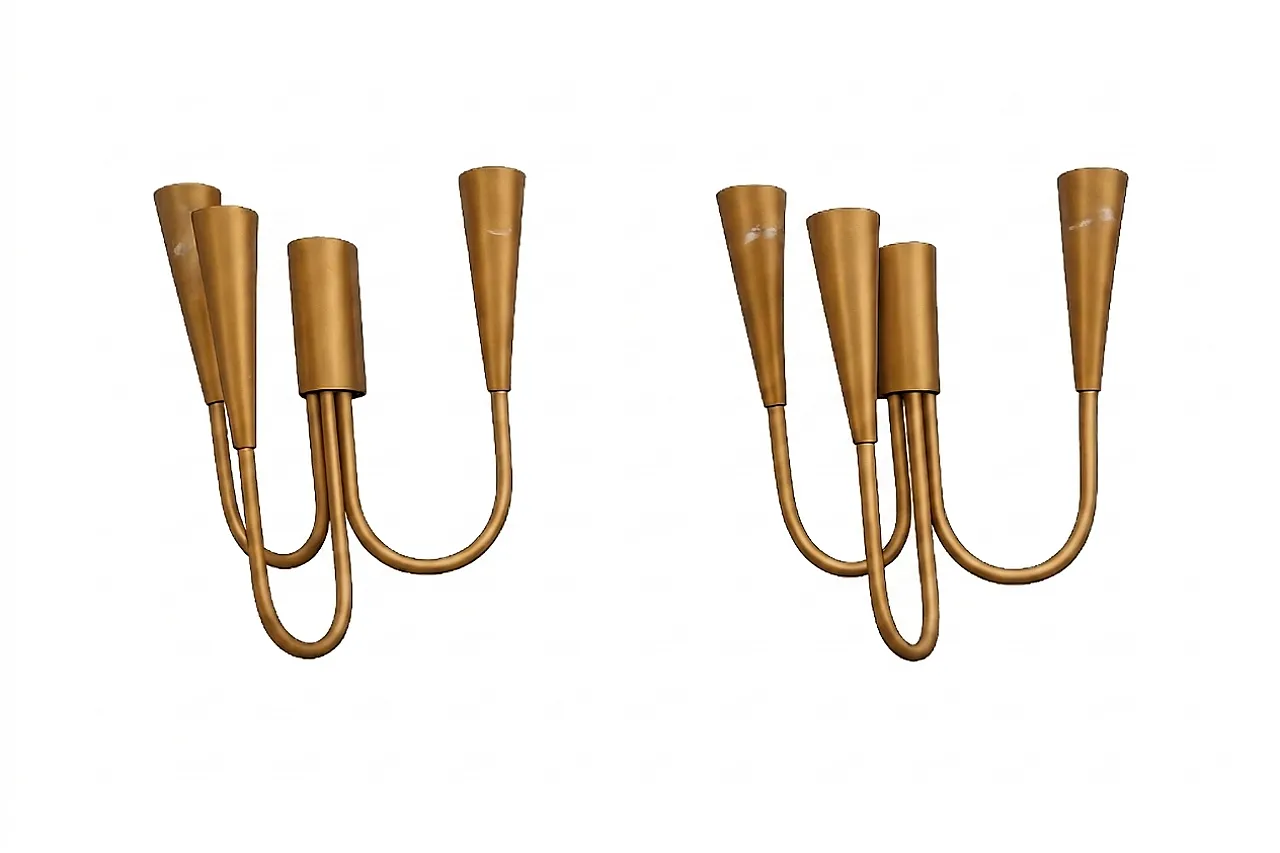 Pair of original sheet metal wall sconces by Ugo Pollice from 1938 2