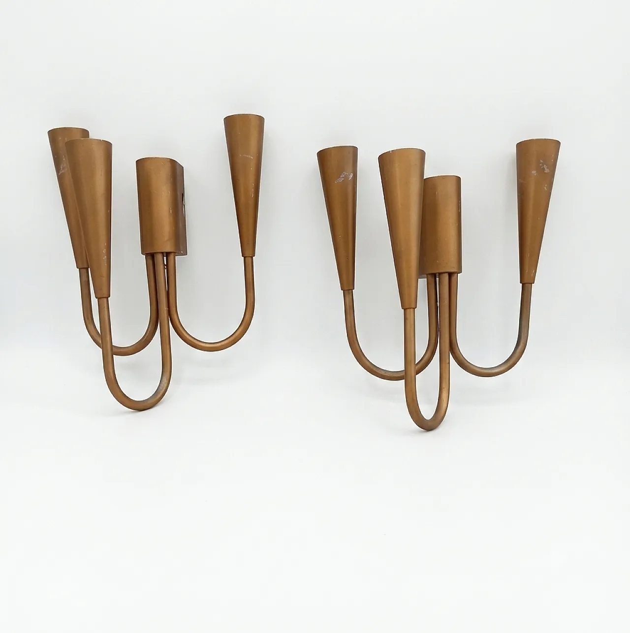 Pair of original sheet metal wall sconces by Ugo Pollice from 1938 3