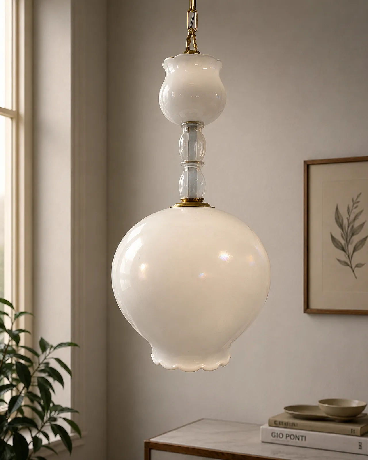 Lampada in vetro di Murano hotel Bristol di Merano Gio Ponti, anni '50 5