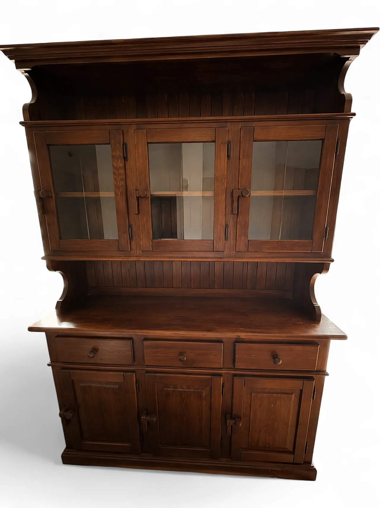 Wooden glass cabinet sideboard, 1980s 4