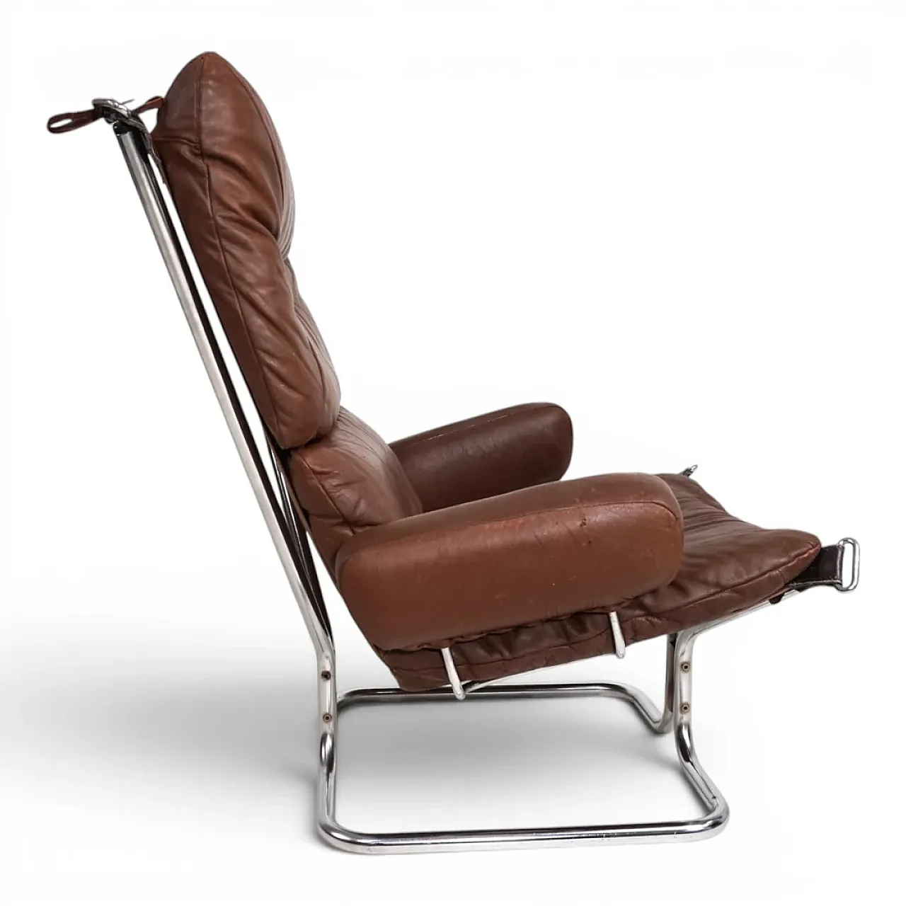 Poltrona in pelle Westnofa Wing di Harald Relling, anni '70 3