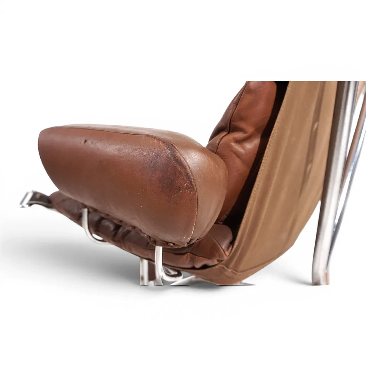 Poltrona in pelle Westnofa Wing di Harald Relling, anni '70 11
