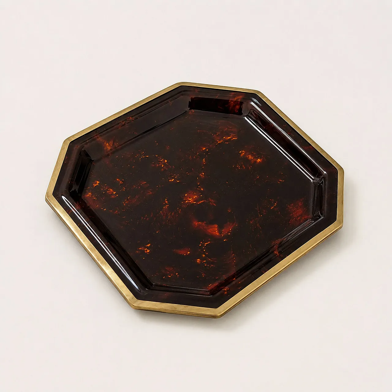 Vassoio bachelite lucite tartarugato e ottone stile Gucci Dior anni 70 5