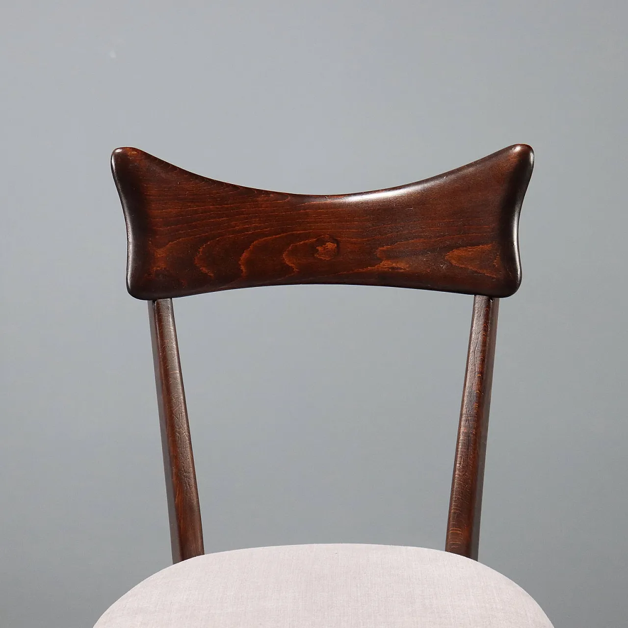 6 Sedie da pranzo in legno e tessuto, anni '50 5
