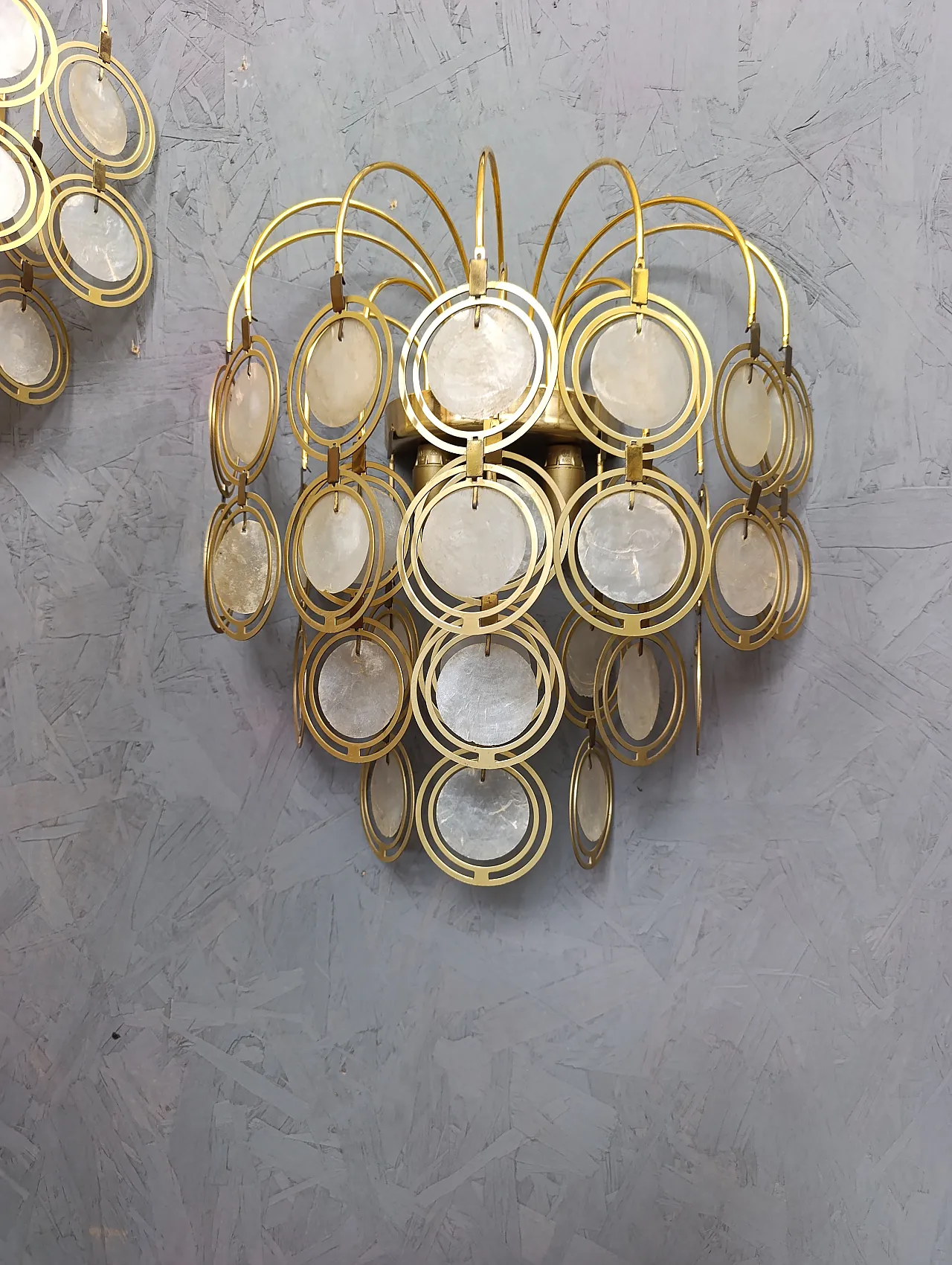6 applique Verner Panton in ottone e madreperla, anni '70 3
