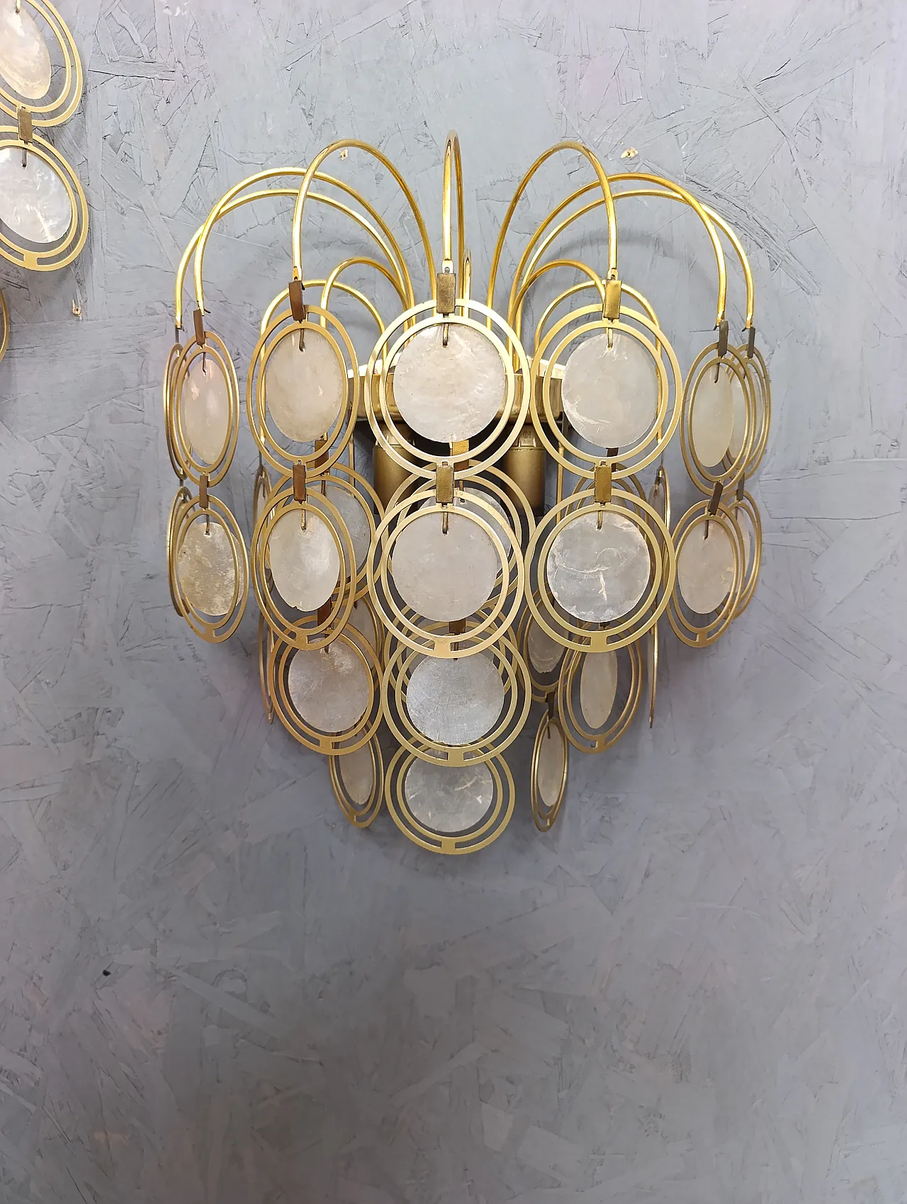 6 applique Verner Panton in ottone e madreperla, anni '70 4