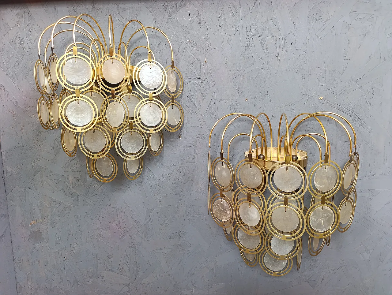 6 applique Verner Panton in ottone e madreperla, anni '70 5