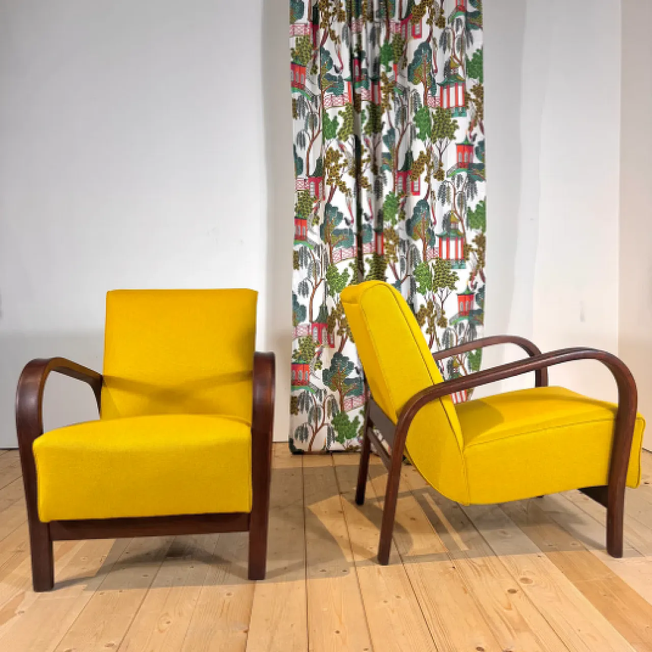 Pair of mid-century teak armchairs, 1960s 2