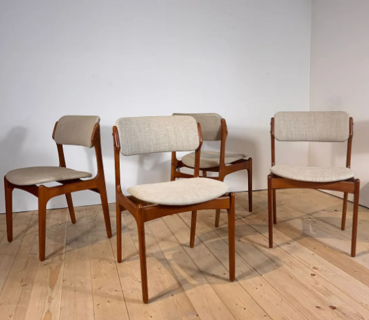4 Erik Buch teak chairs, 1960s 1