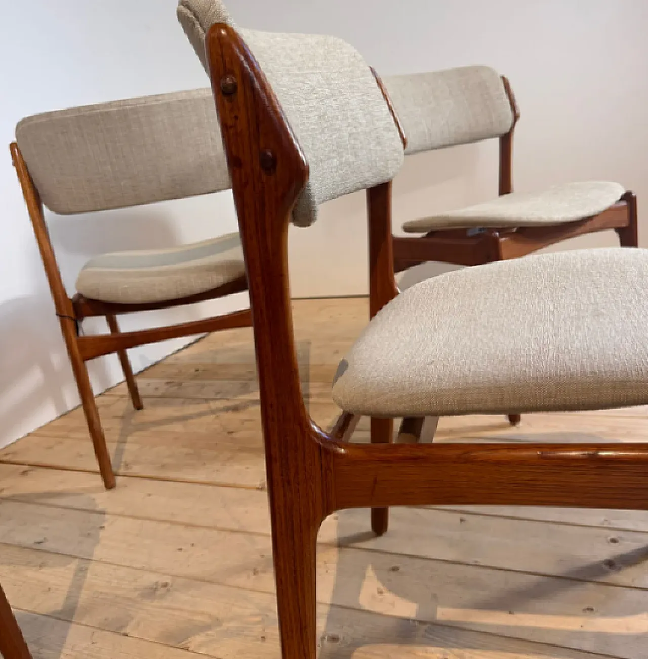 4 Erik Buch teak chairs, 1960s 4
