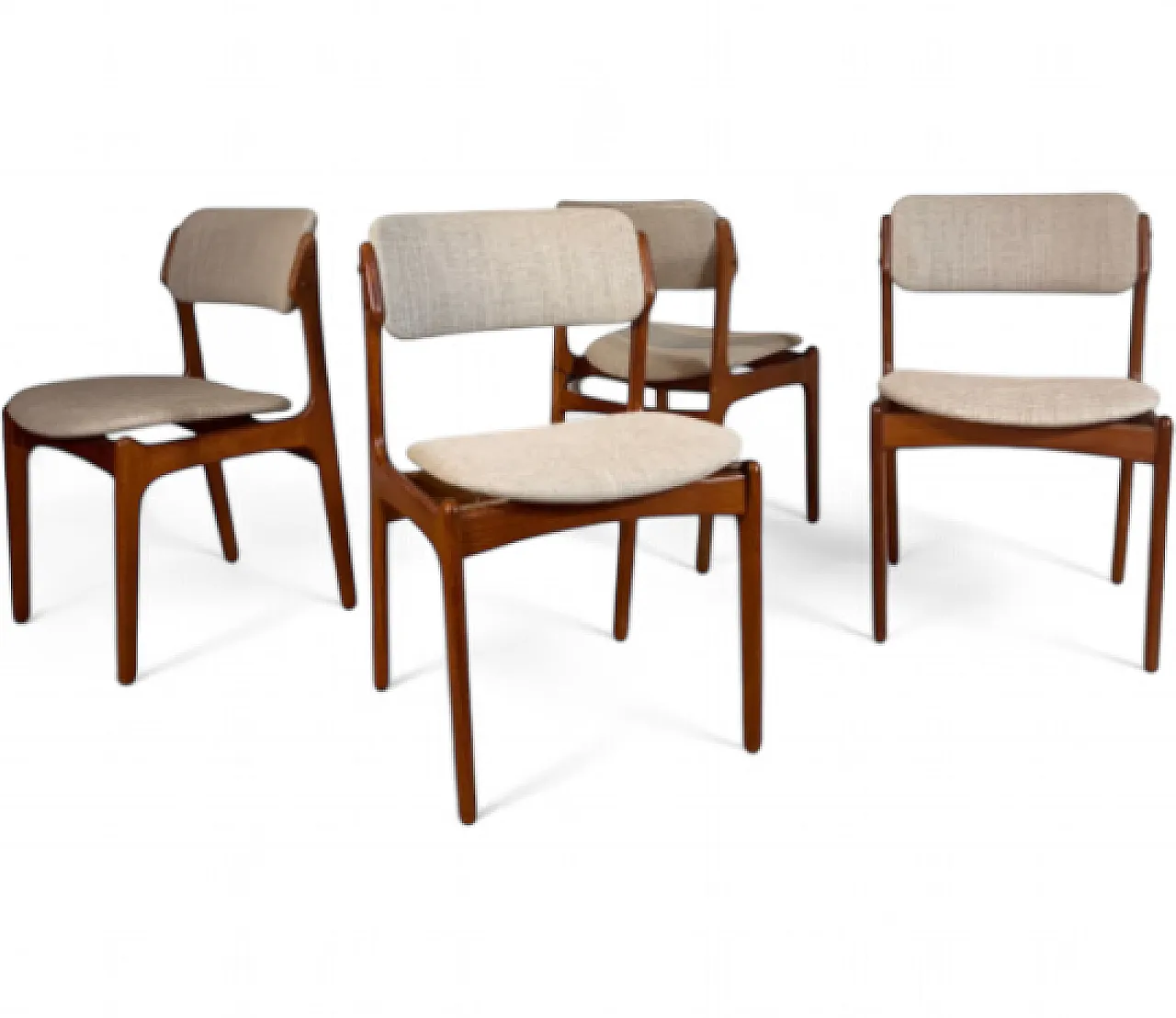 4 Erik Buch teak chairs, 1960s 5
