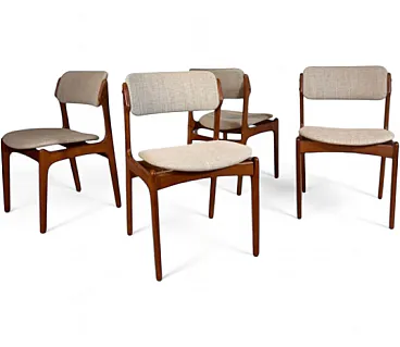 4 Erik Buch teak chairs, 1960s