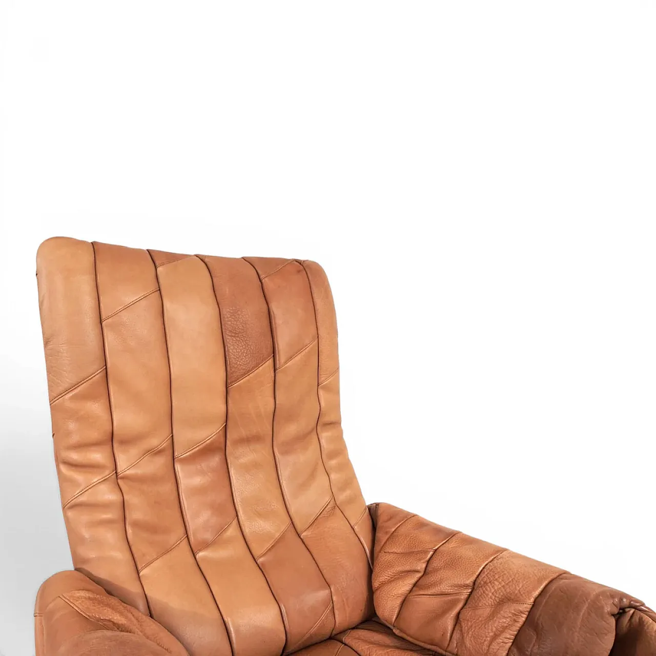Sedia patchwork in pelle di bufalo De Sede Ds 50 con pouf, anni '70 7