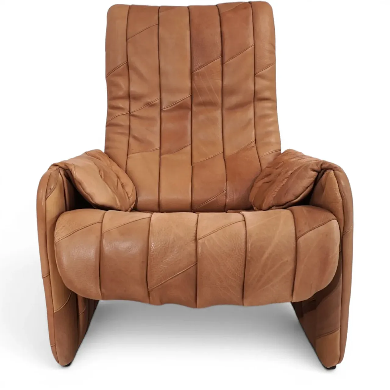 Sedia patchwork in pelle di bufalo De Sede Ds 50 con pouf, anni '70 8