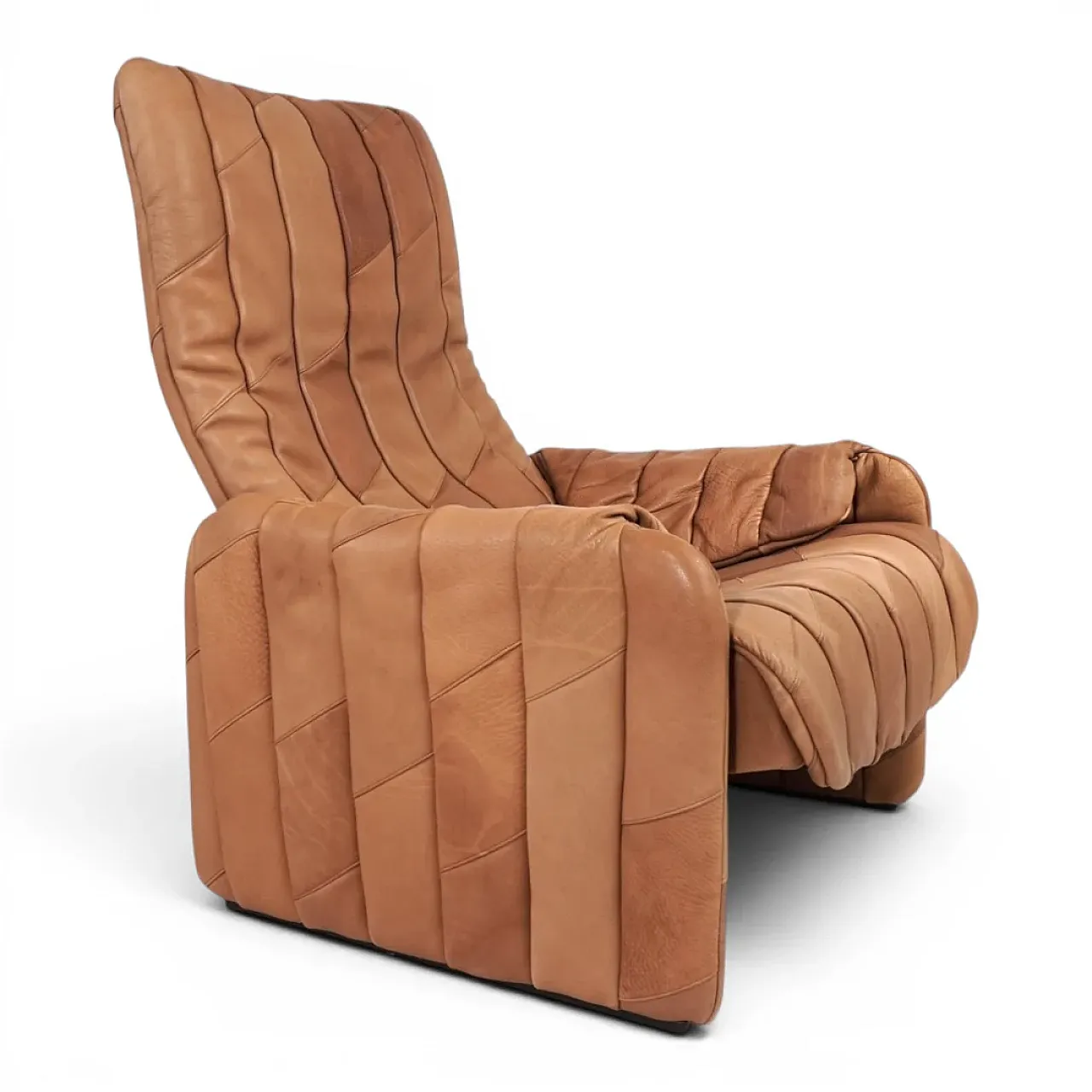 Sedia patchwork in pelle di bufalo De Sede Ds 50 con pouf, anni '70 13