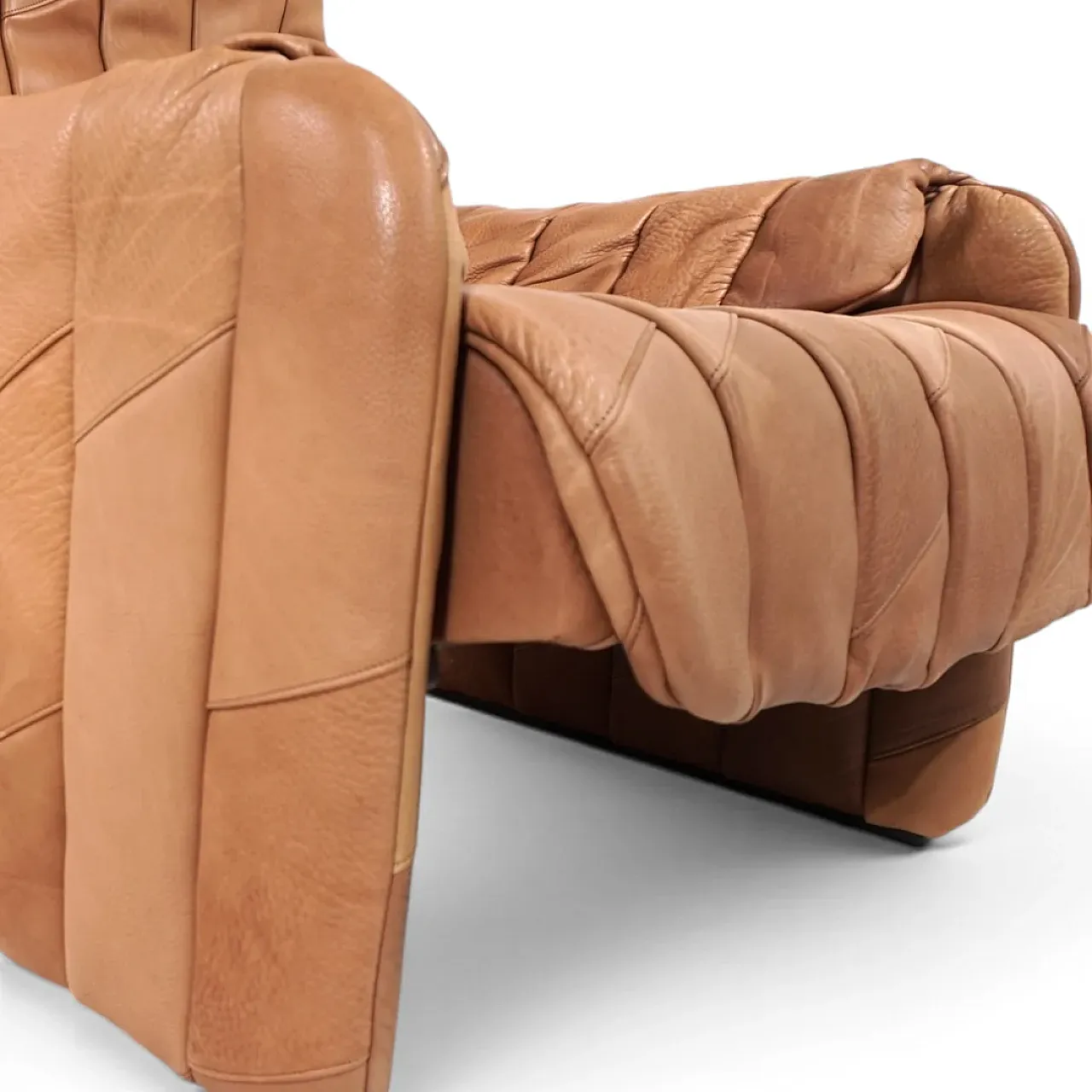 Sedia patchwork in pelle di bufalo De Sede Ds 50 con pouf, anni '70 14