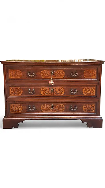 Canterano in legno di noce intarsiato, '600
