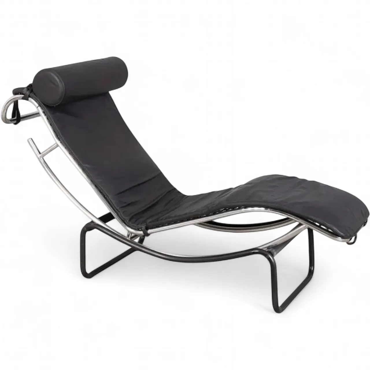 Chaise longue in metallo e pelle, anni '80 18