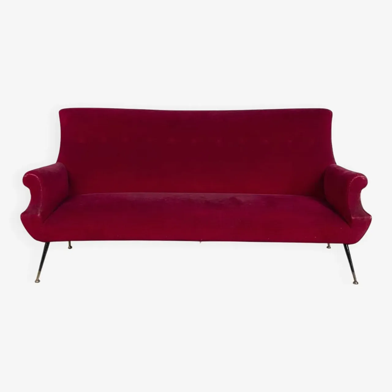 Red velvet sofa, 1950s 1