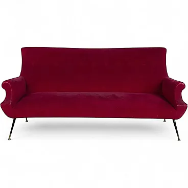 Red velvet sofa, 1950s