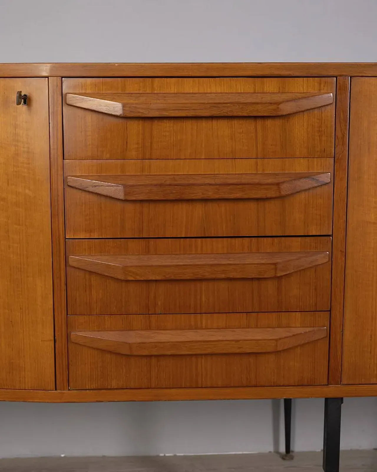 Teak sideboard with wall-mounted system, 1960s 8