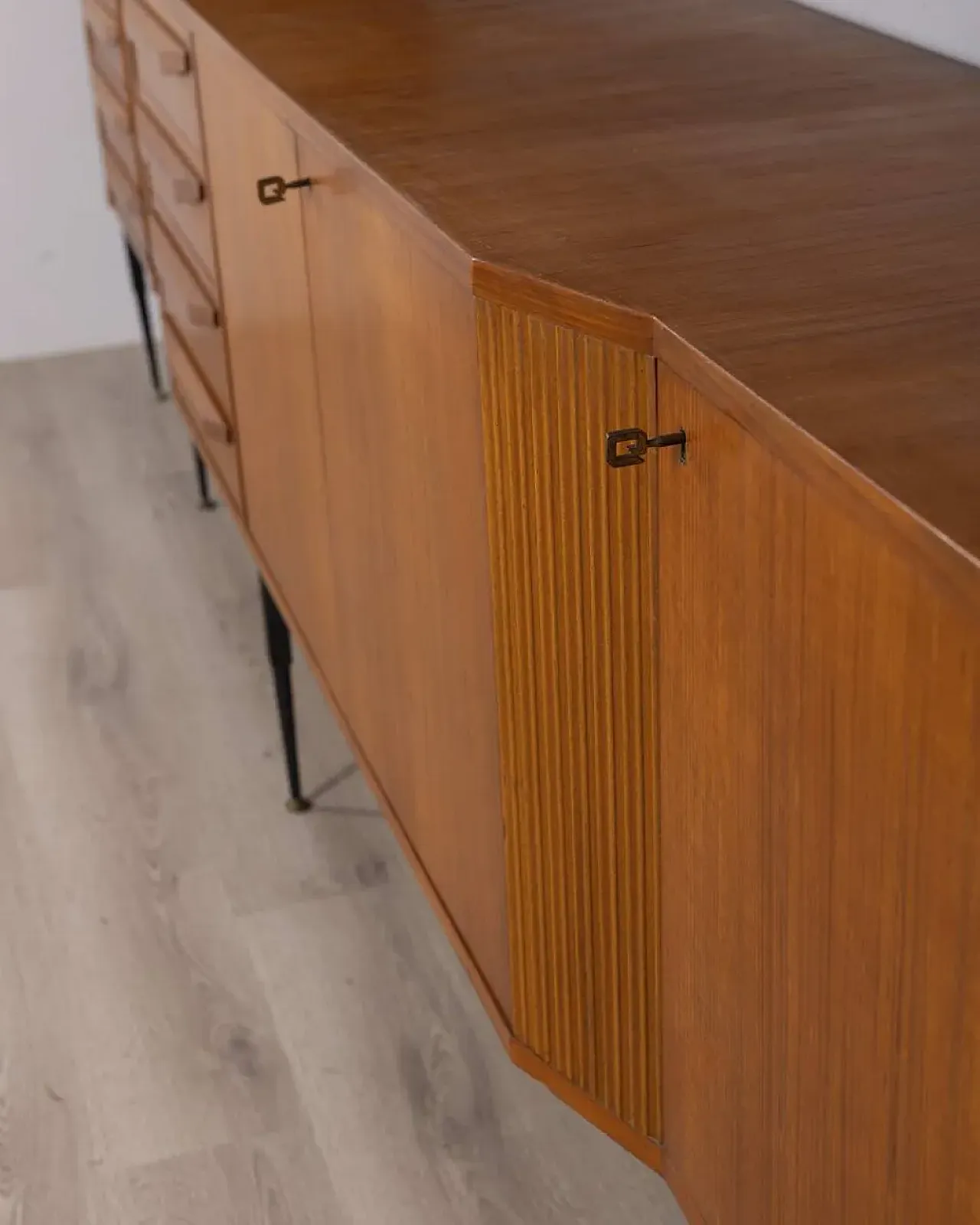 Teak sideboard with wall-mounted system, 1960s 13