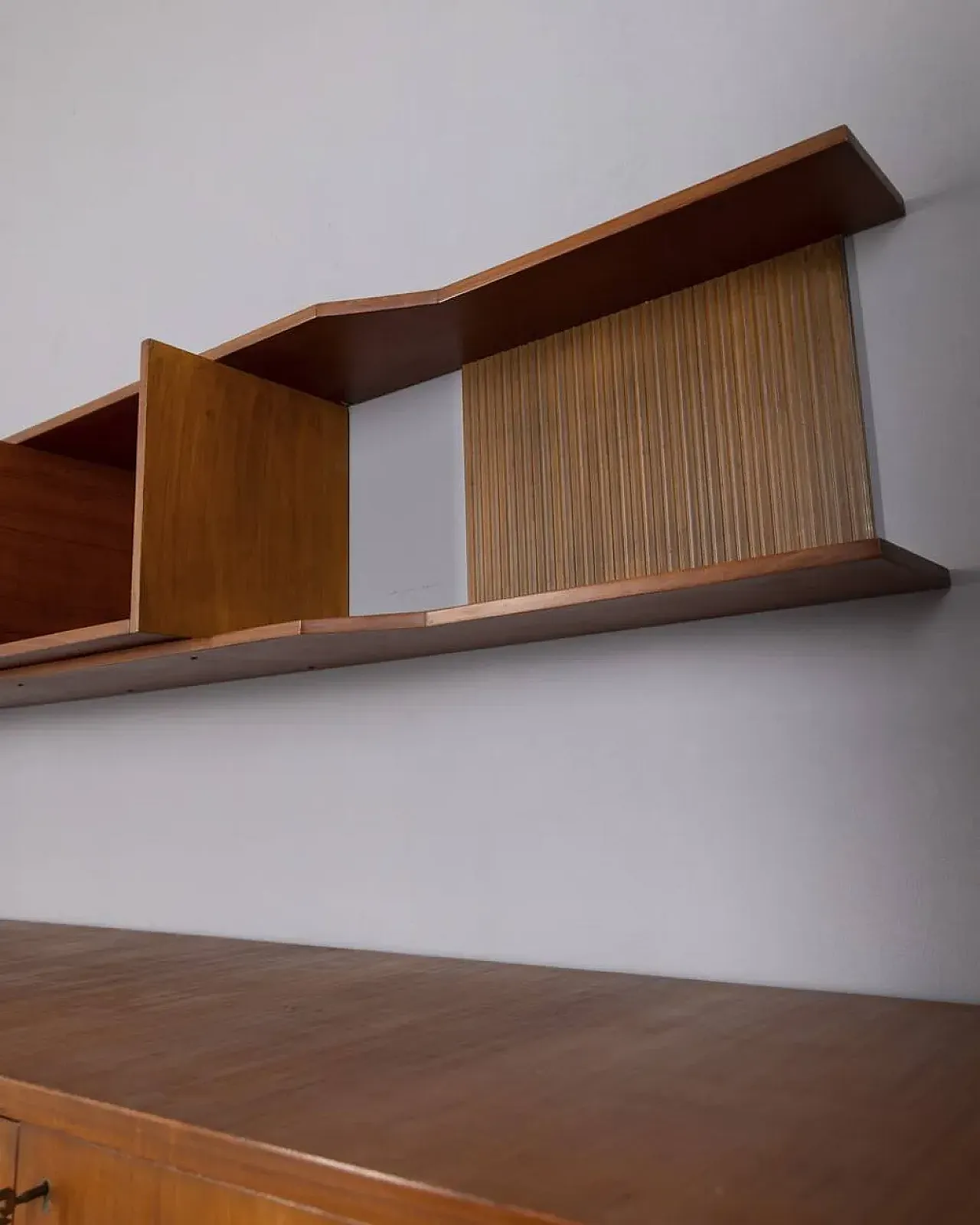 Teak sideboard with wall-mounted system, 1960s 19