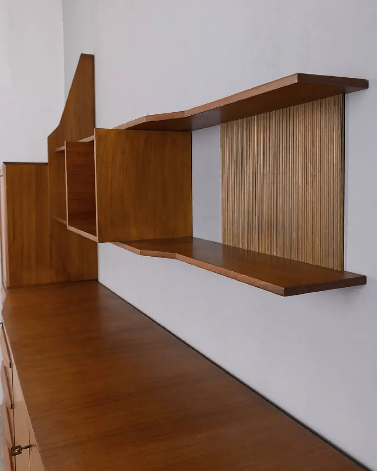 Teak sideboard with wall-mounted system, 1960s 36