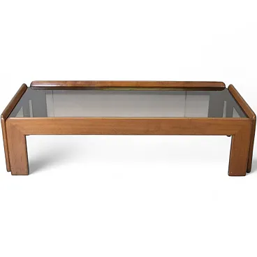 Walnut and glass table by Afra and Tobia Scarpa for Cassina, 1960s