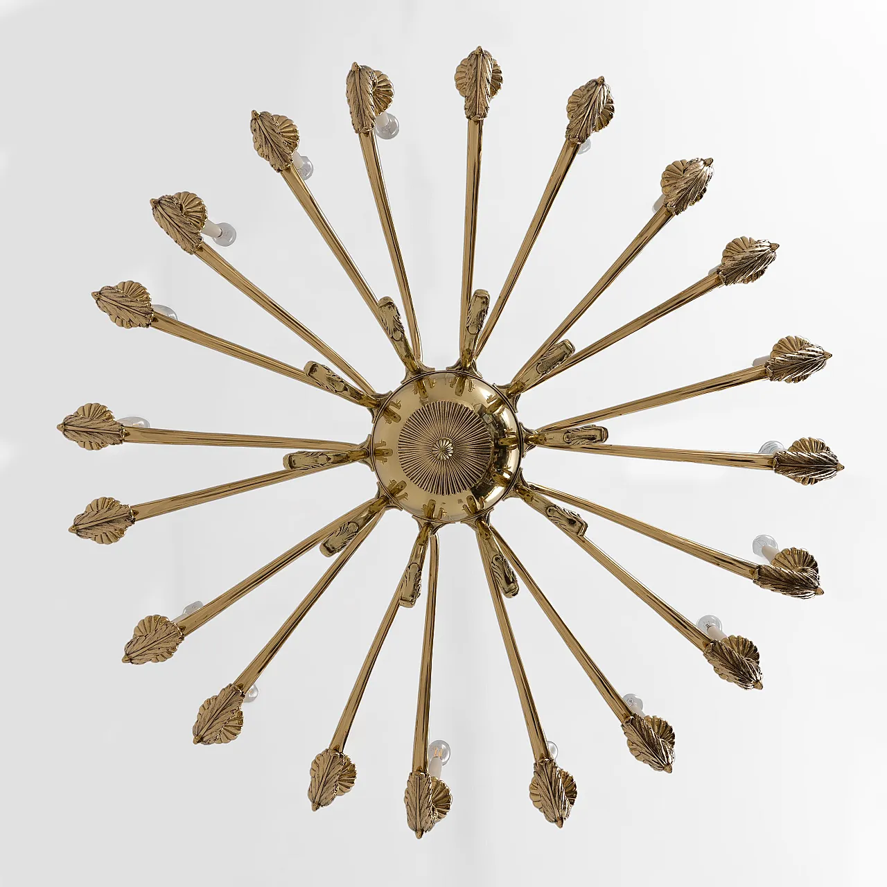 Neoclassical style 20-light brass chandelier, 1950s 9