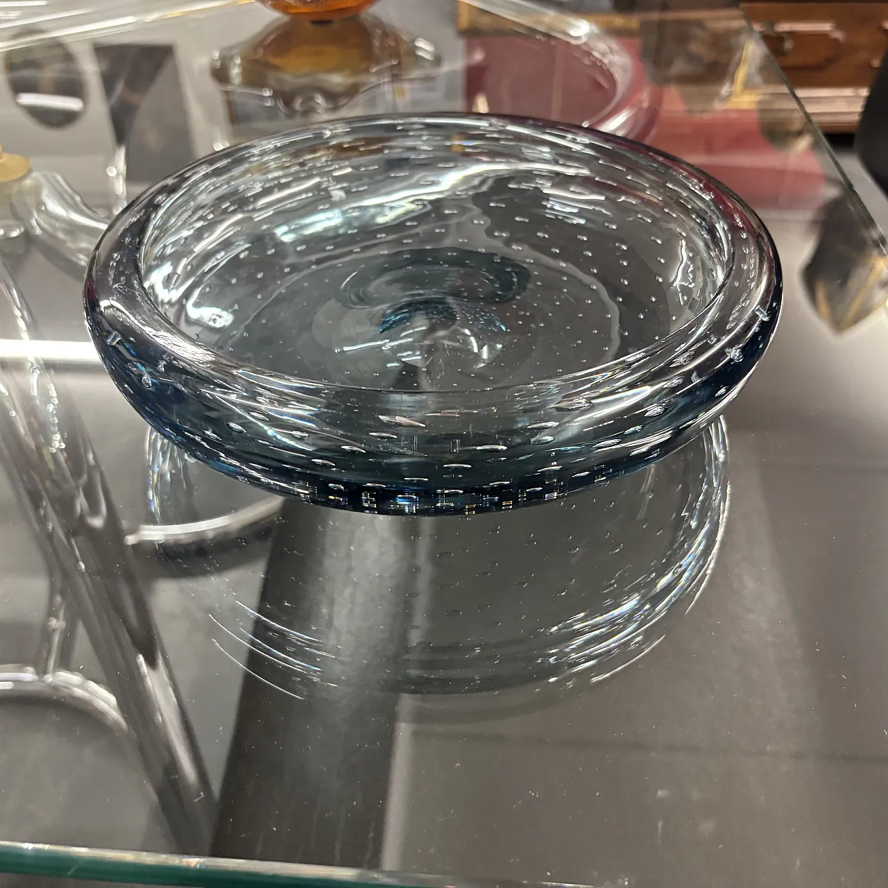 Pocket emptying centerpiece in Murano glass with bubbles, 1960s 4