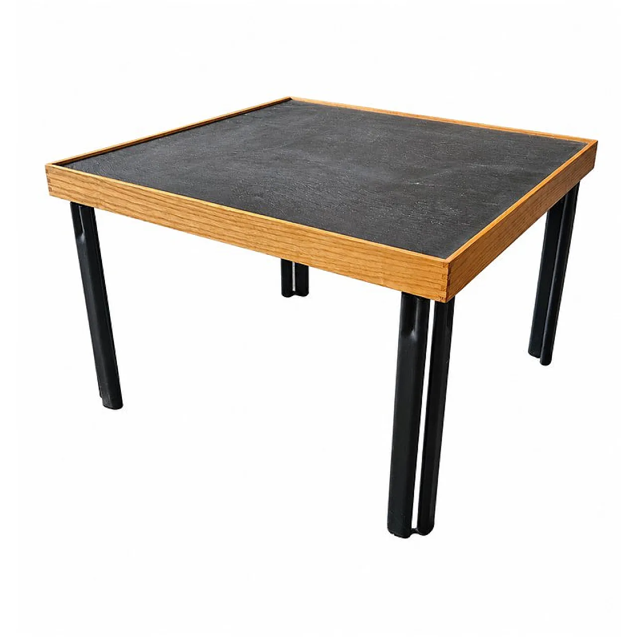 Modern coffee table in oak and lacquered wood, 1950s 1