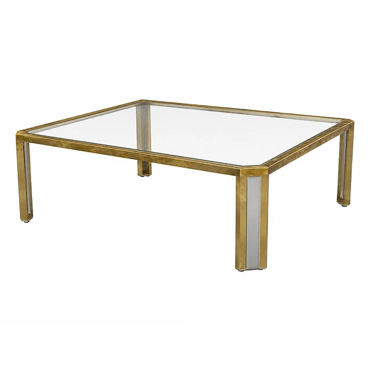Brass and glass coffee table, 1970s 2
