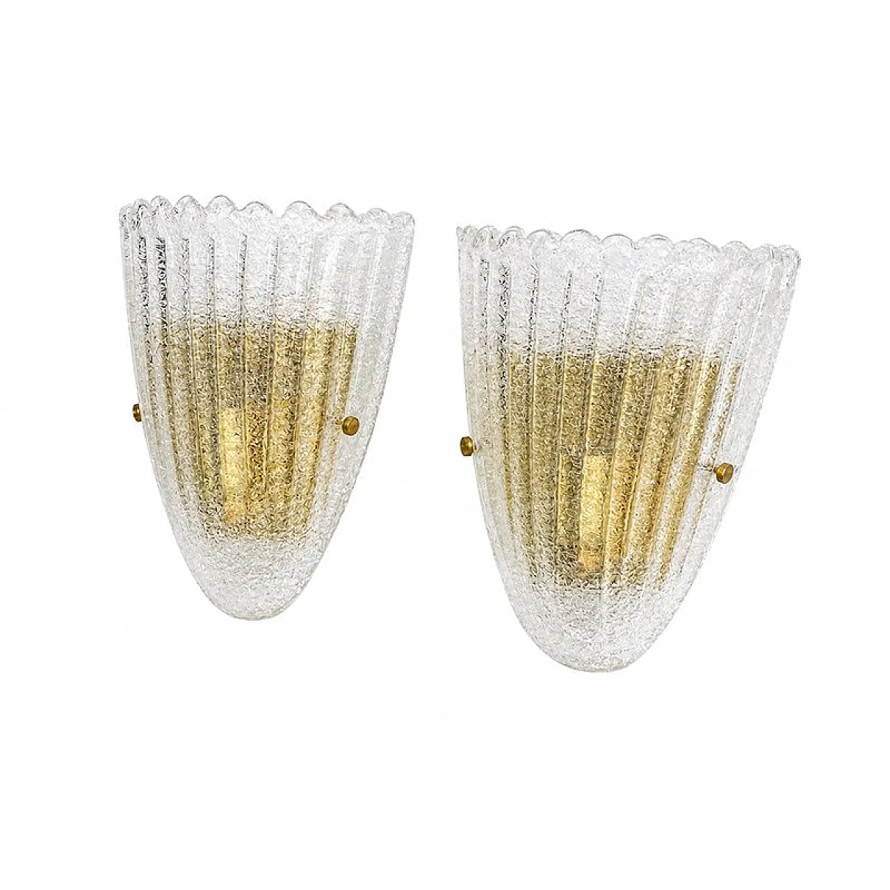 Pair of Murano glass wall lights with Gold Finishes, 1980s 3